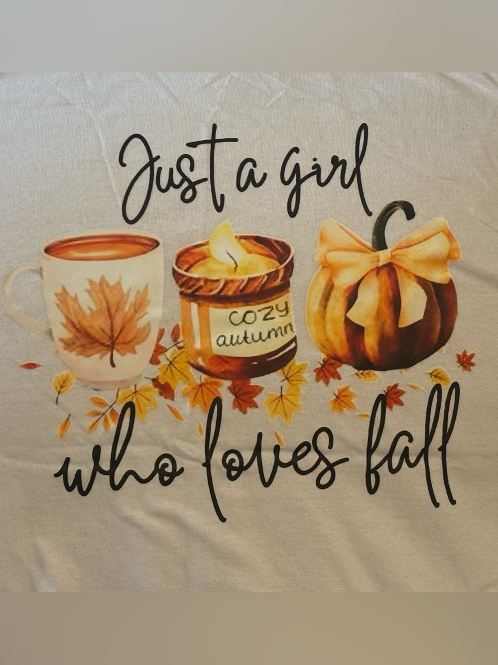 Just a Girl Who Loves Fall Graphic Cotton Tee - Picture 3 of 4